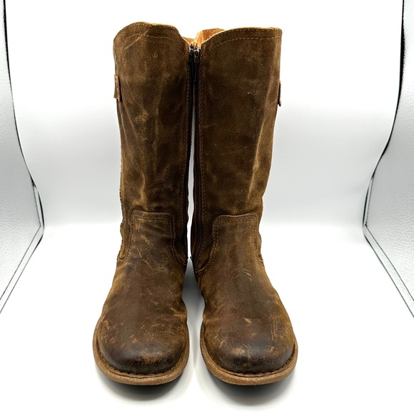 Born Tonic Boots Womens 8 Rust Oiled Suede Leather Brown Distressed Moto - Picture 7 of 11